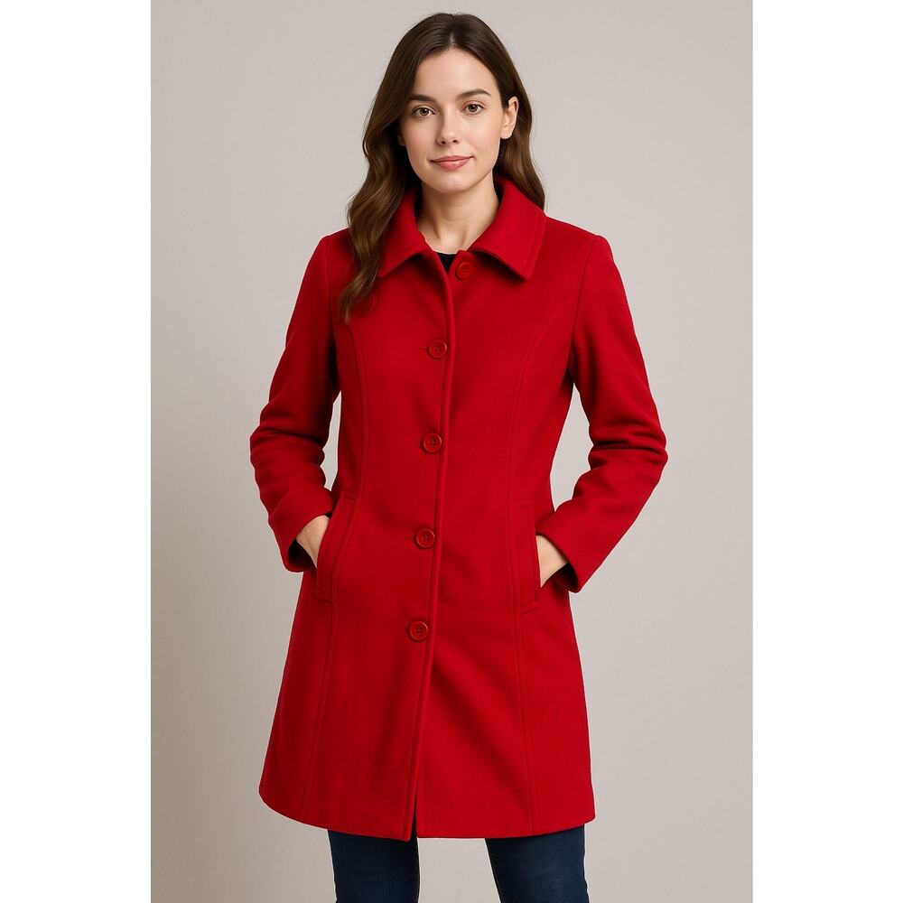 Chouyatou Long Wool Coat Women’s S Elegant Single Breasted Winter Coat